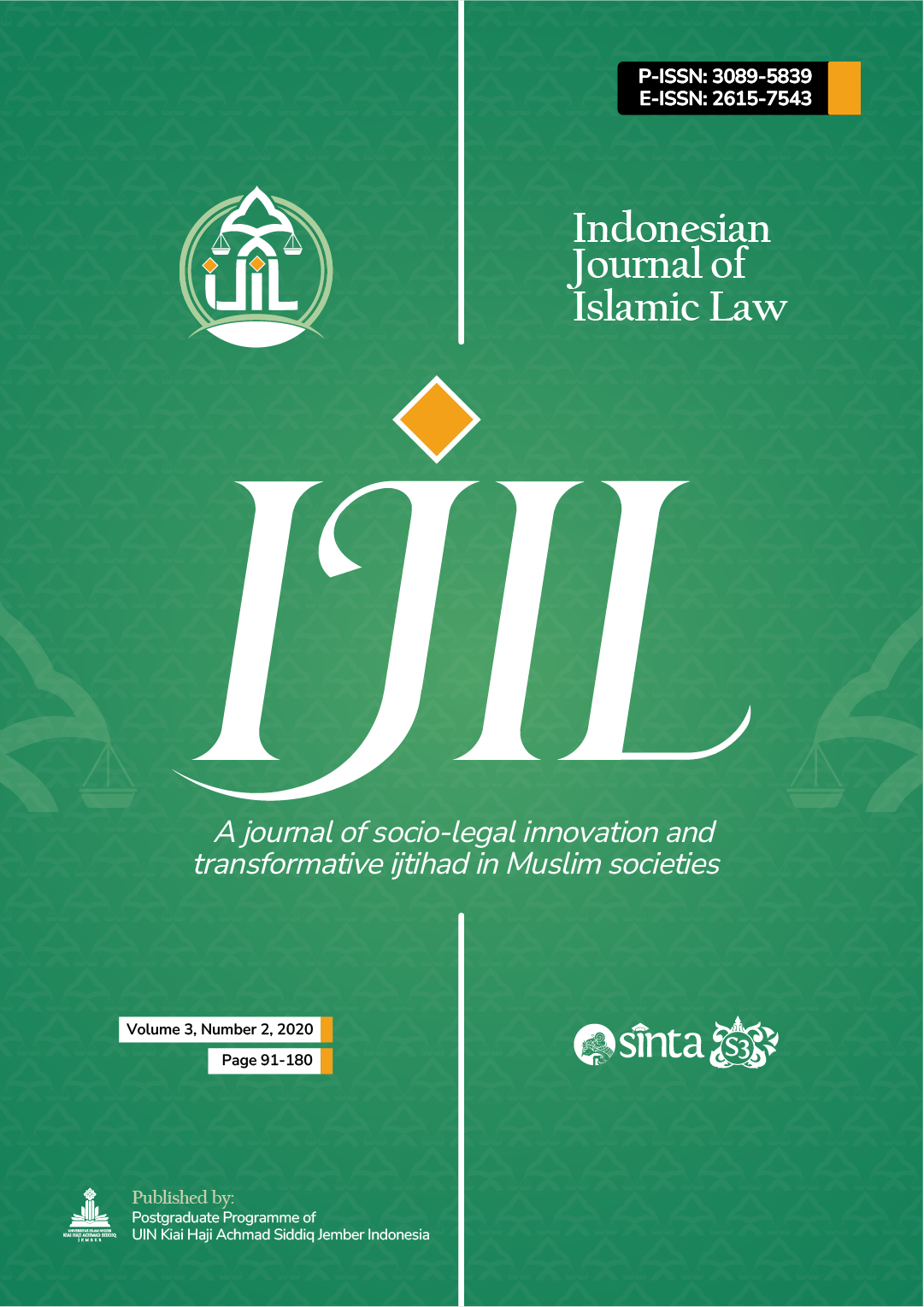 					View Vol. 3 No. 2 (2020): Indonesian Journal of Islamic Law
				